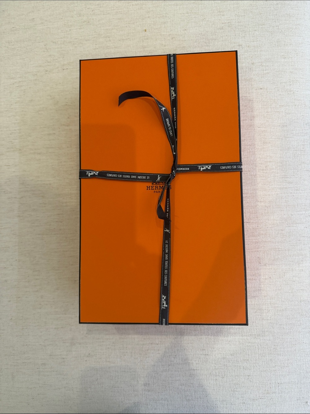 Hermes Orange Gift Box with Black Ribbon